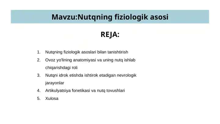 Nutqning Fiziologik Asosi
