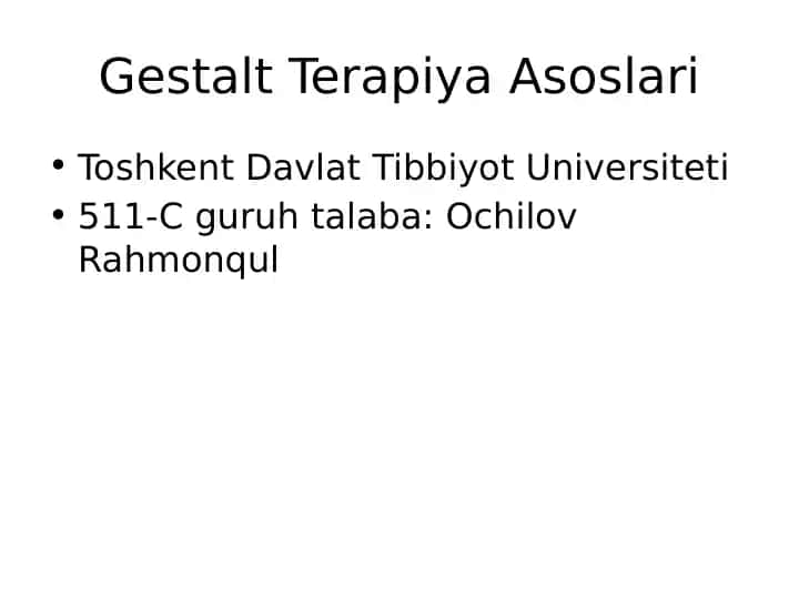 Gestalt Terapiya Asoslari