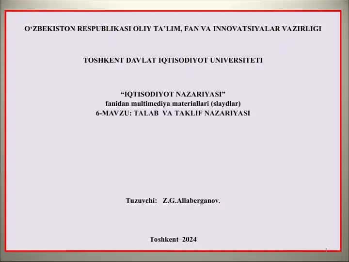 IQTISODIYOT NAZARIYASI