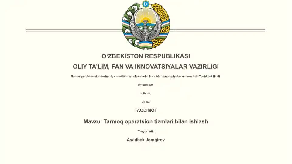 Tarmoq operatsion tizmlari bilan ishlash