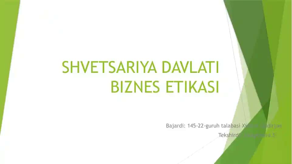 Shvetsariya Davlati Biznes Etikasi