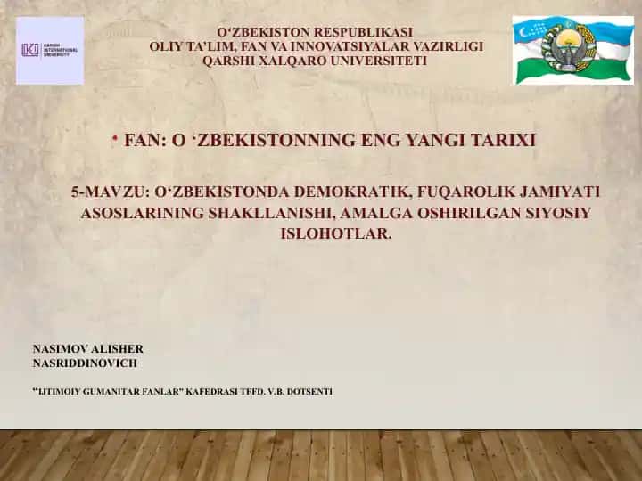 O‘zbekistonda Demokratik, Fuqarolik Jamiyati Asoslarining Shakllanishi