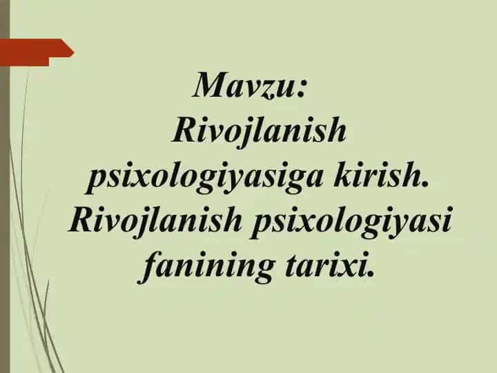 Rivojlanish psixologiyasi