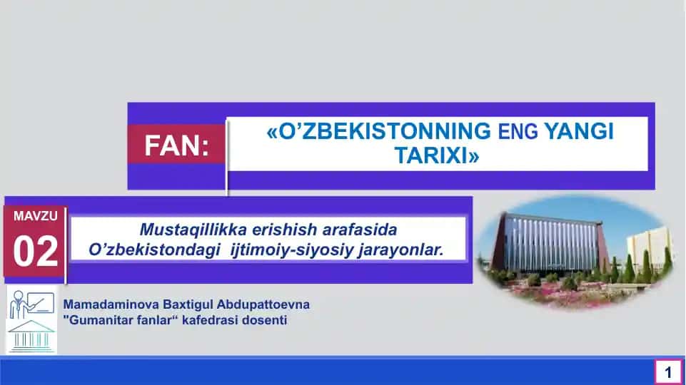 O’ZBEKISTONNING ENGGI YANGI TARIXI