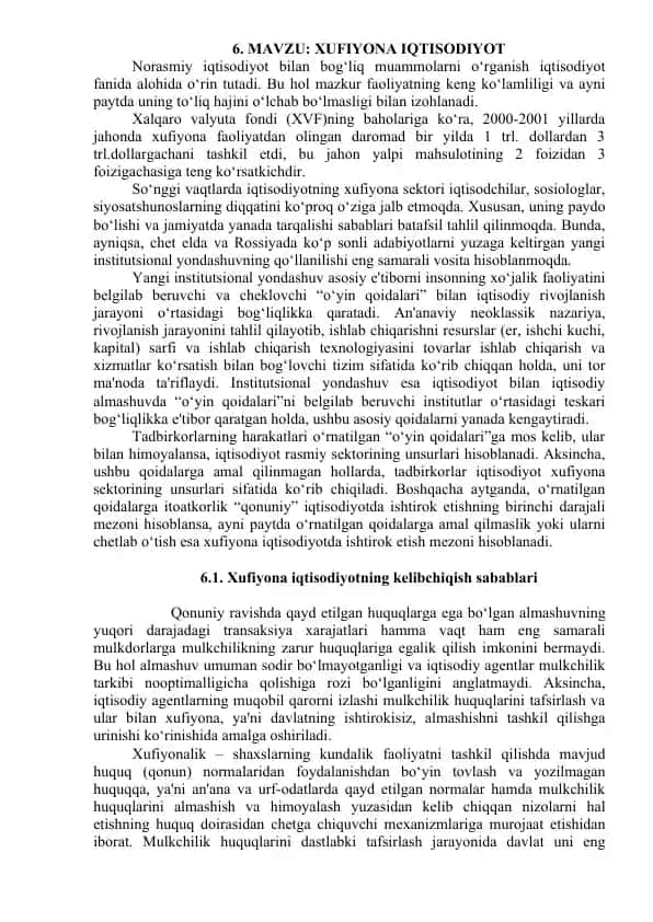 Xufiyona iqtisodiyot