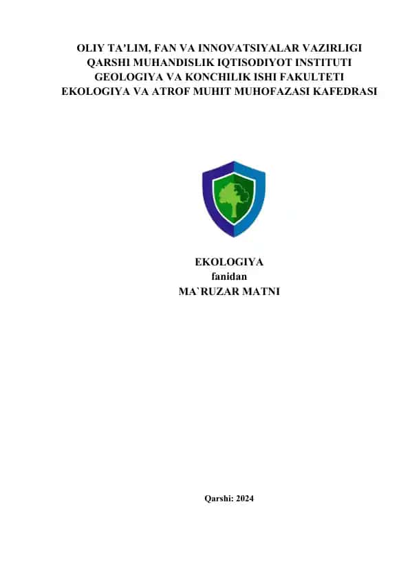 Ekologiya fanidan ma'ruza matni