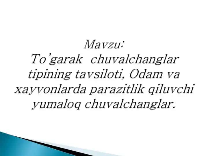 To‘garak chuvalchanglar (Nemathelminthes) taqdimoti