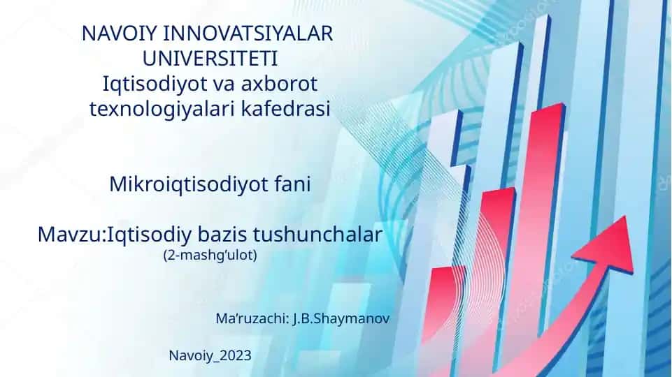Mikroiqtisodiyot fanidan ma'ruzalar