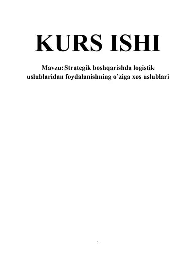 Logistika va logistik uslublari