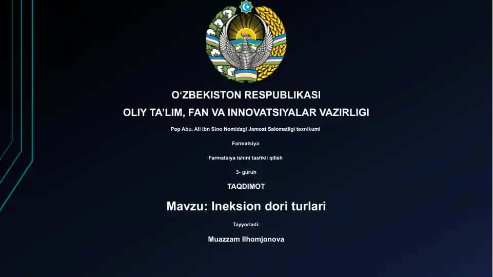 In'eksion dori turlari