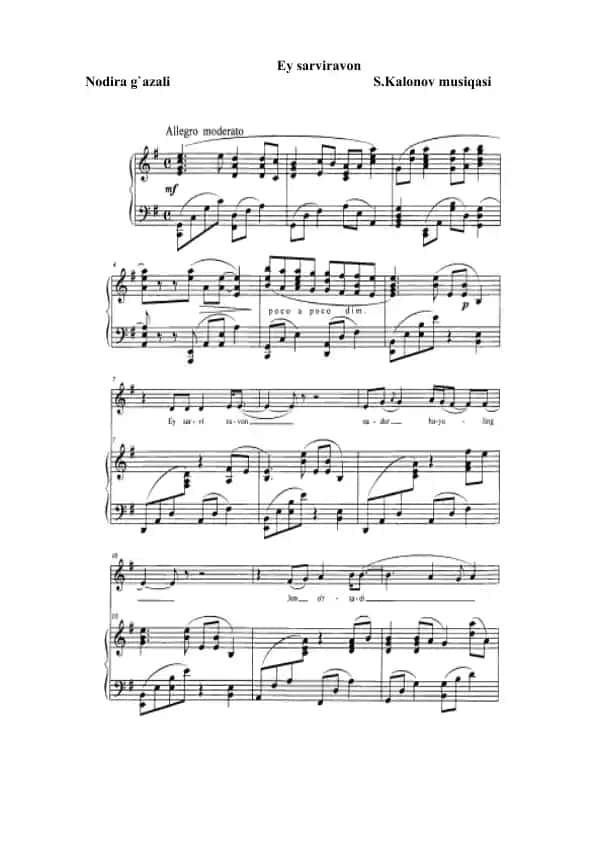 Nodira g`azali S.Kalonov musiqasi