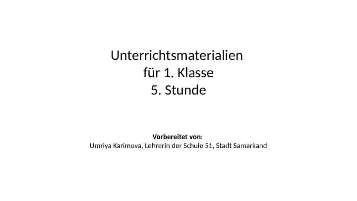 Unterrichtsmaterialien für 1. Klasse