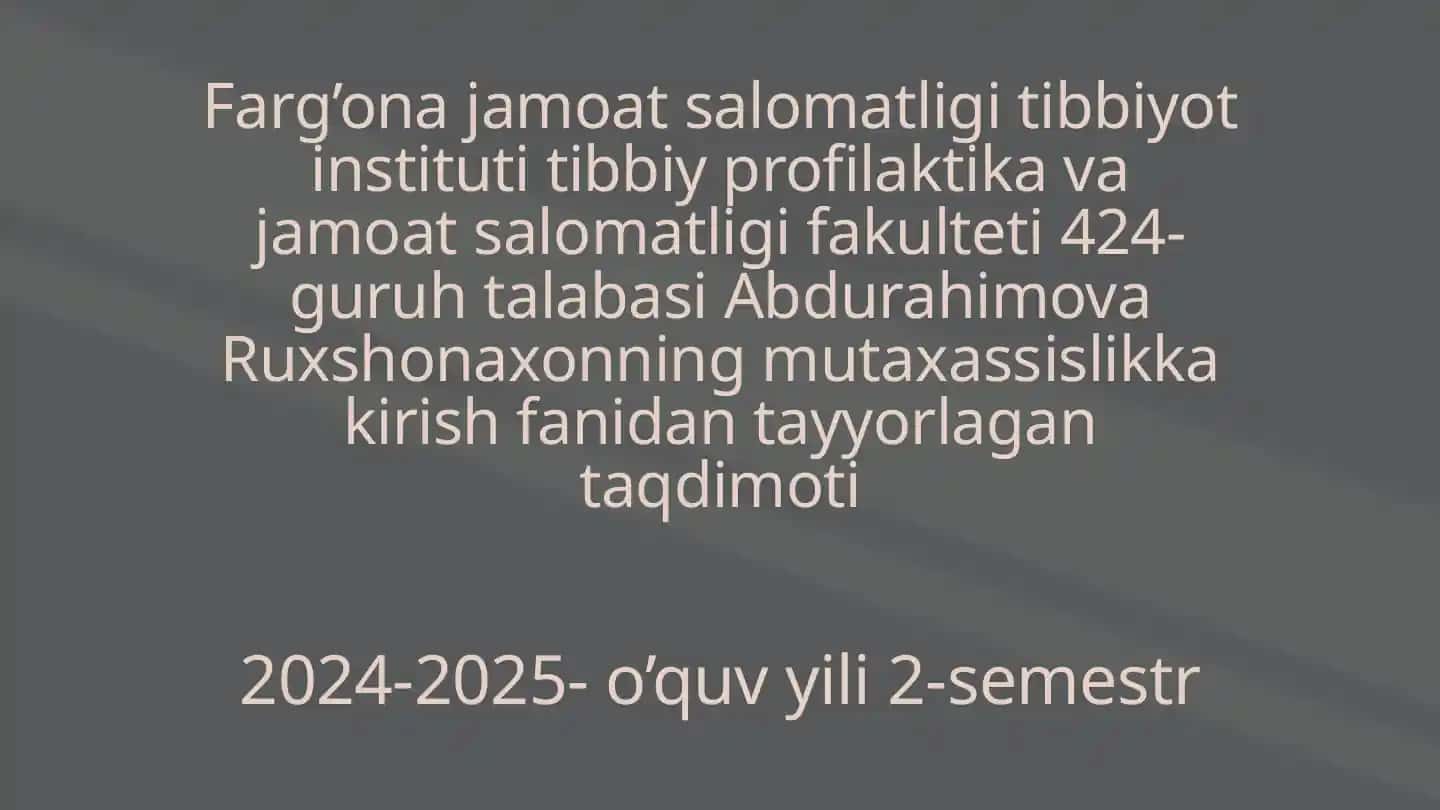 Radiatsion gigiyena fanidan taqdimot
