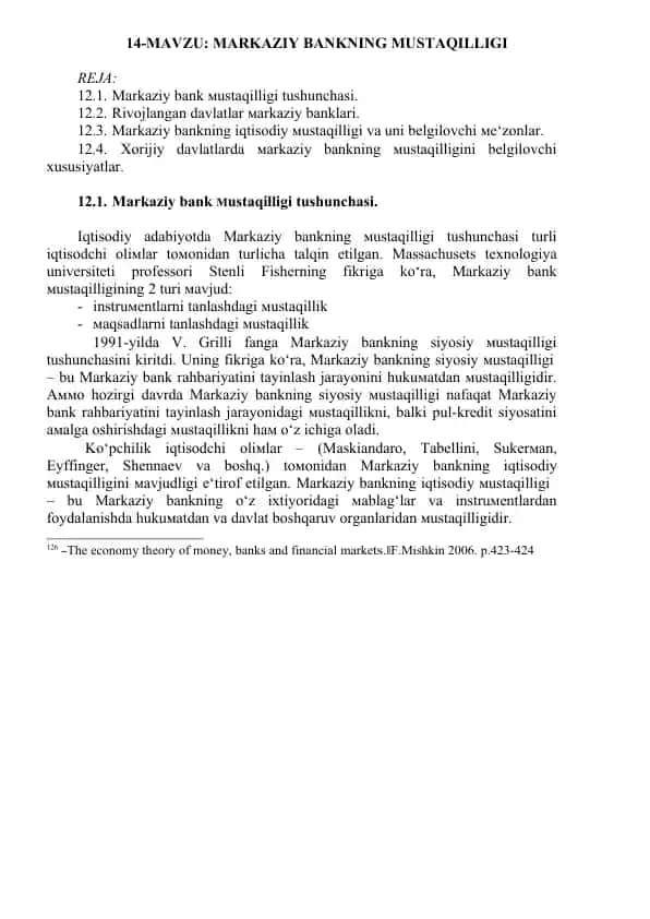 MARKAZIY BANKNING MUSTAQILLIGI