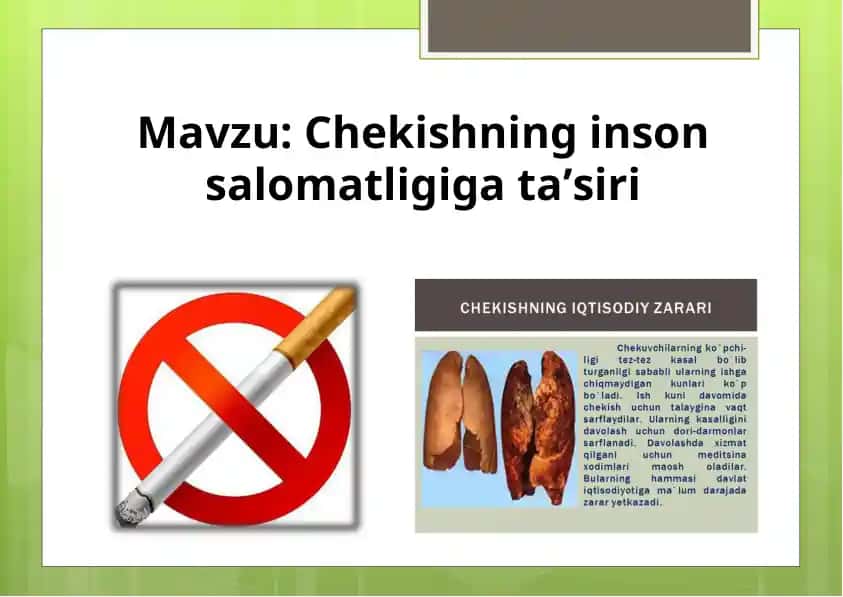 Chekishning inson salomatligiga taʼsiri