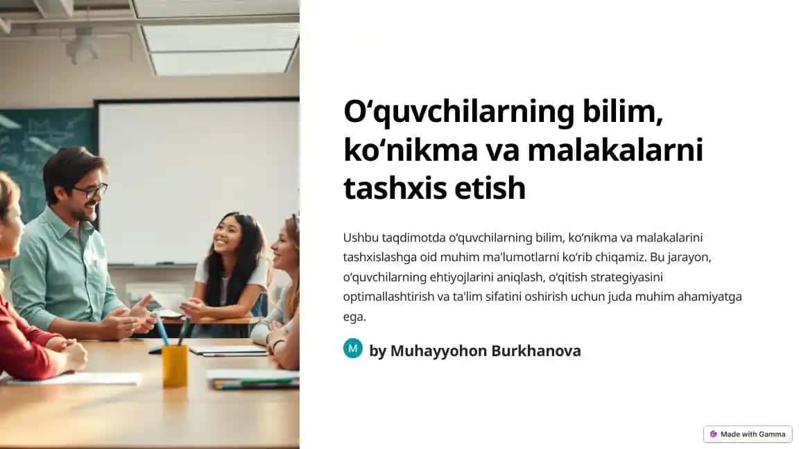 Oʻquvchilarning bilim, koʻnikma va malakalarni tashxis etish