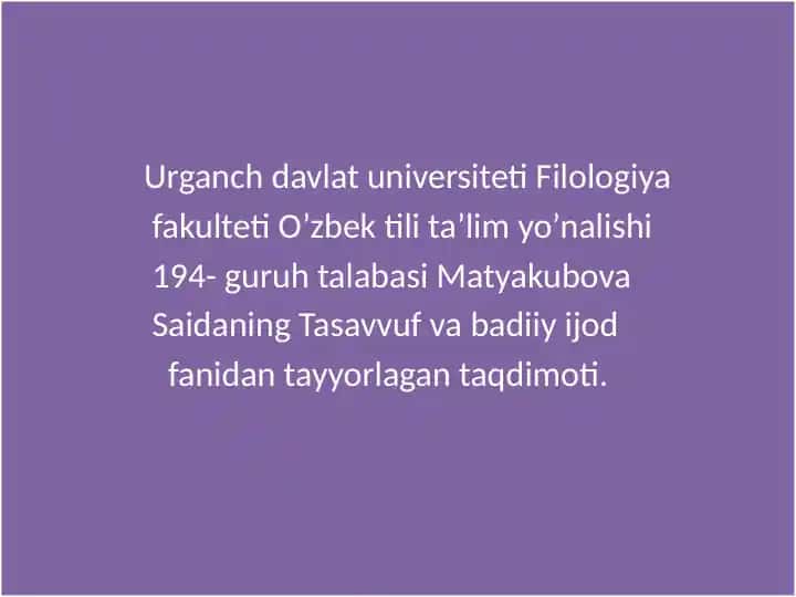 Tasavvuf va badiiy jod fanida Tasavvufda murid va murshid munosabati