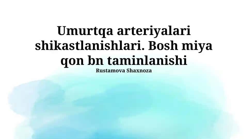 Umurtqa arteriyalari shikastlanishlari