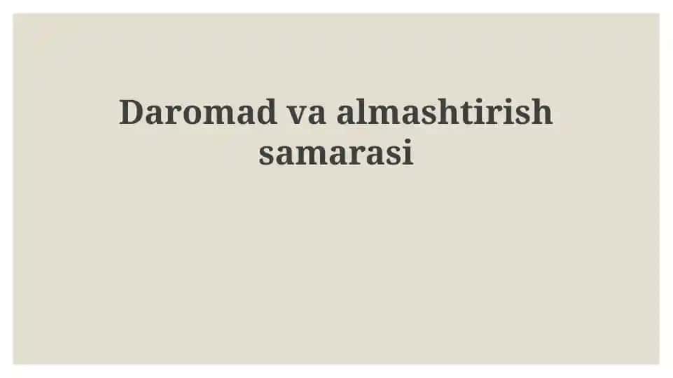 Daromad va almashtirish effektlari