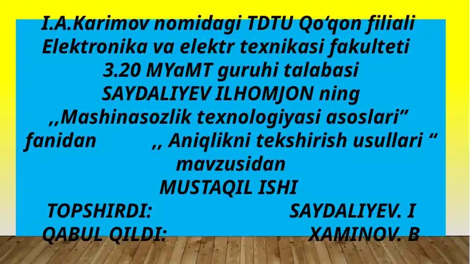 Mashinasozlik texnologiyasi asoslari