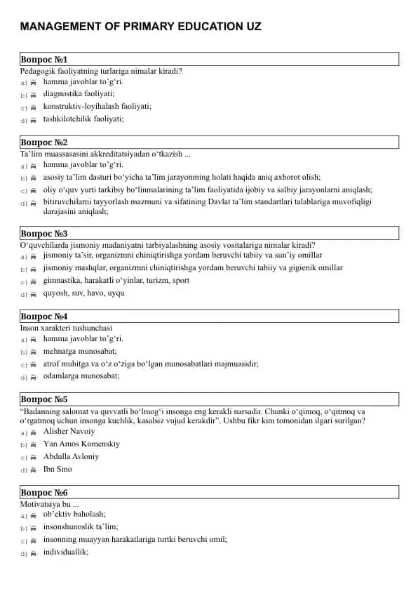MANAGEMENT OF PRIMARY EDUCATION UZ