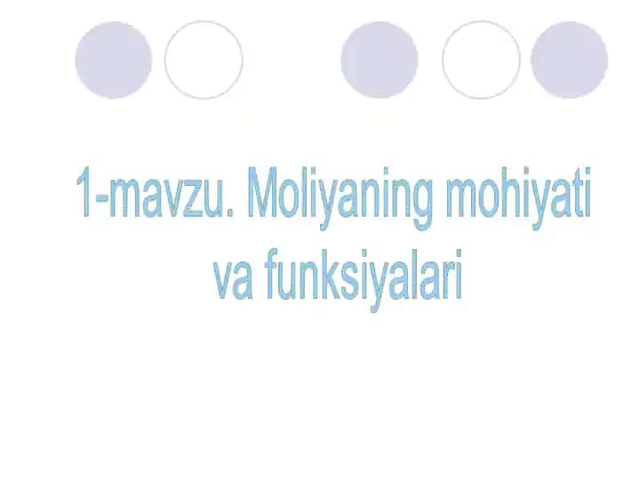 Moliyaning Moniyati va Funksiyalari
