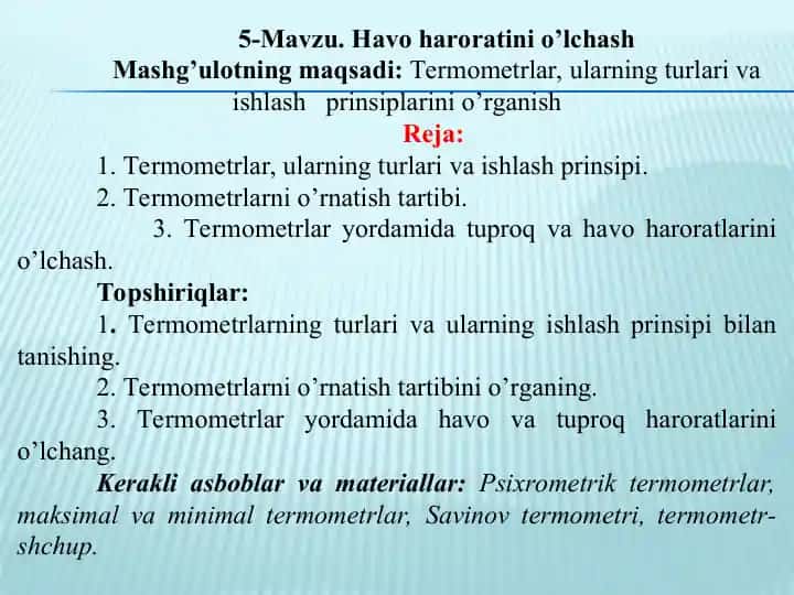 Havo Harorati O'lchash