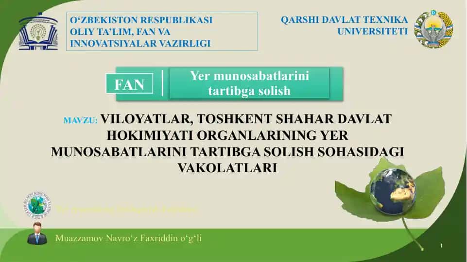 Yer munosabatlarini tartibga solish sohasidagi vakolatlar