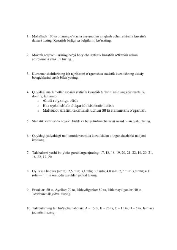 Statistik Kuzatish Dasturi