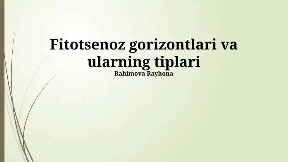 Fitotsenoz gorizontlari va ularning tiplari