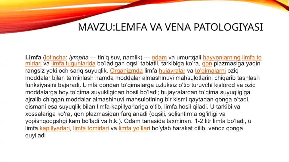 Limfa va vena patologiyasi