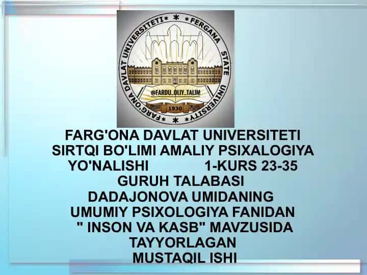 "Inson va kasb"