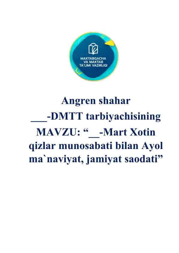 8-Mart Xotin qizlar munosabati bilan Ayol ma`naviyat, jamiyat saodati