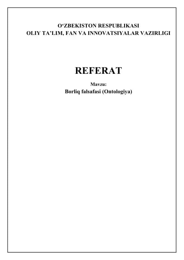 Borliq falsafasi (Ontologiya)