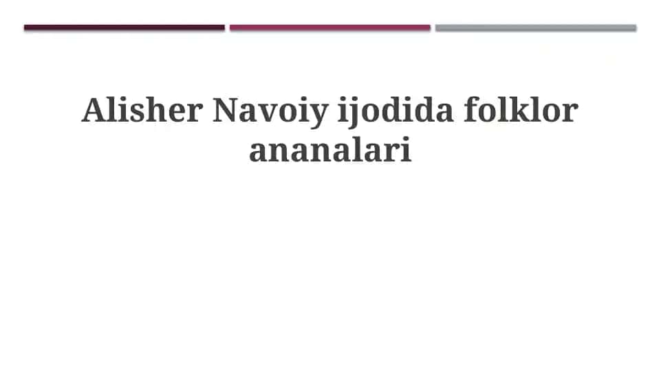 Alisher Navoiy asarlarida folklor an'analari