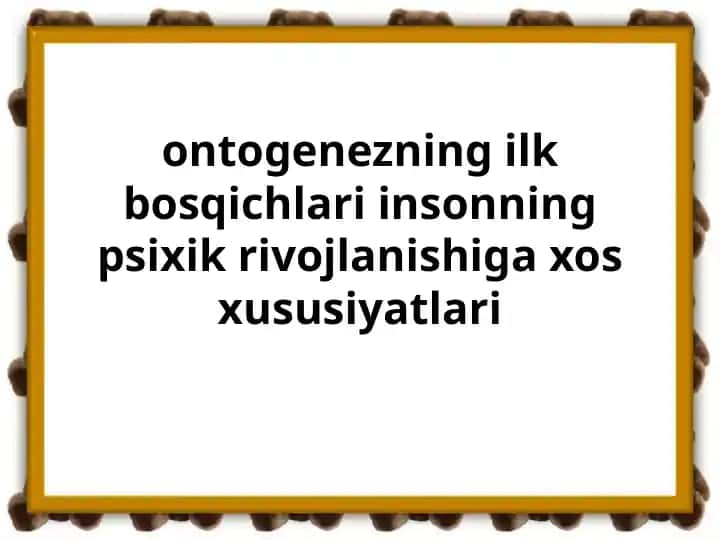 Ontogenezning ilk bosqichlari