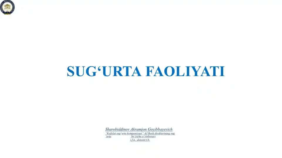Sug'urtafaoliyati