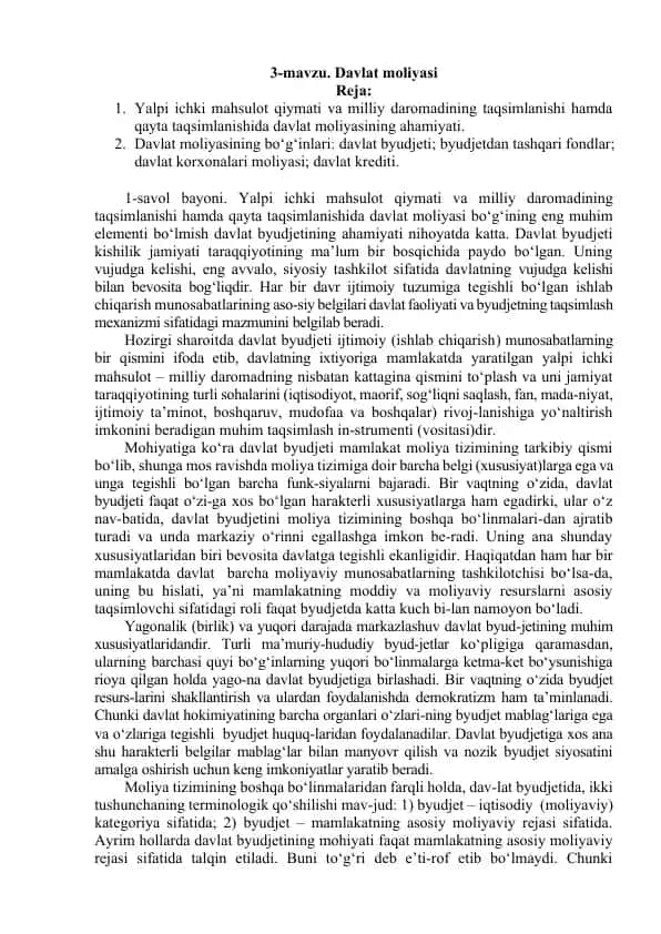 Davlat moliyasi