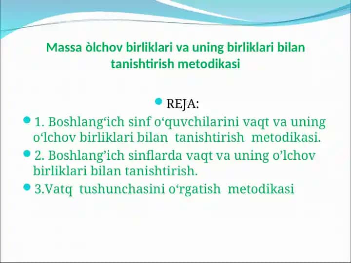 Vaqt o‘lchovlari metodikasi
