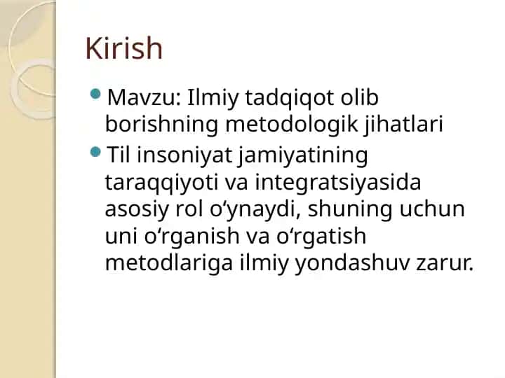 Ilmiy tadqiqot olib borishning metodologik jihatlari