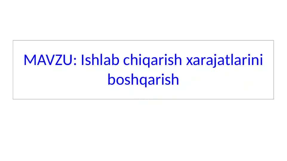 Ishlab chiqarish birliklarining faoliyati