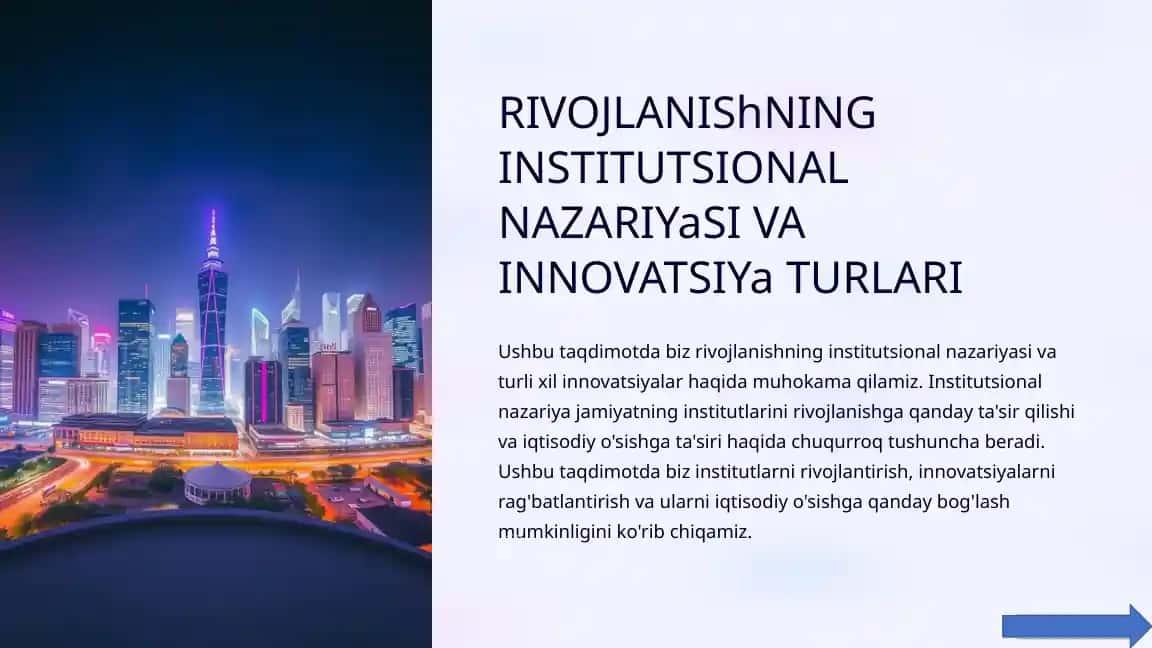 Rivojlanishning Institutsional Nazariyasi va Innovatsiya Turlari