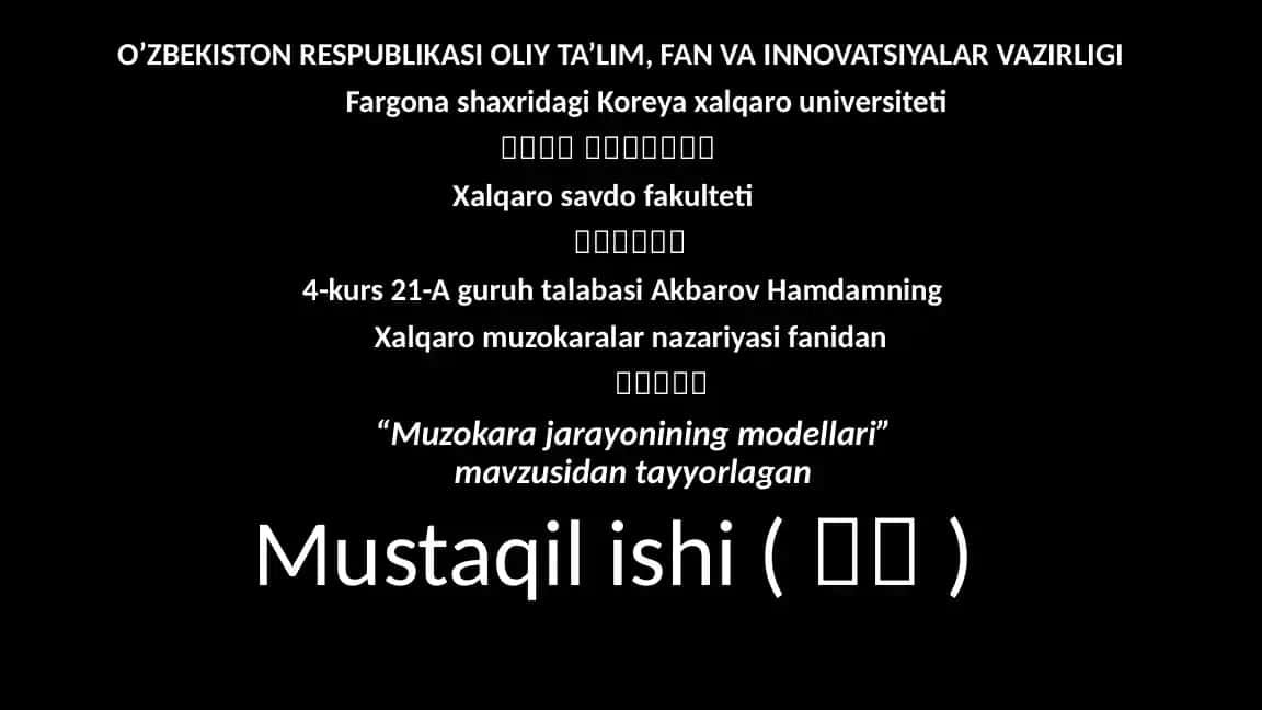 Muzokara jarayonining modellari