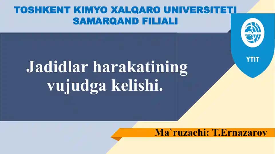 Jadidlar harakatining vujudga kelishi