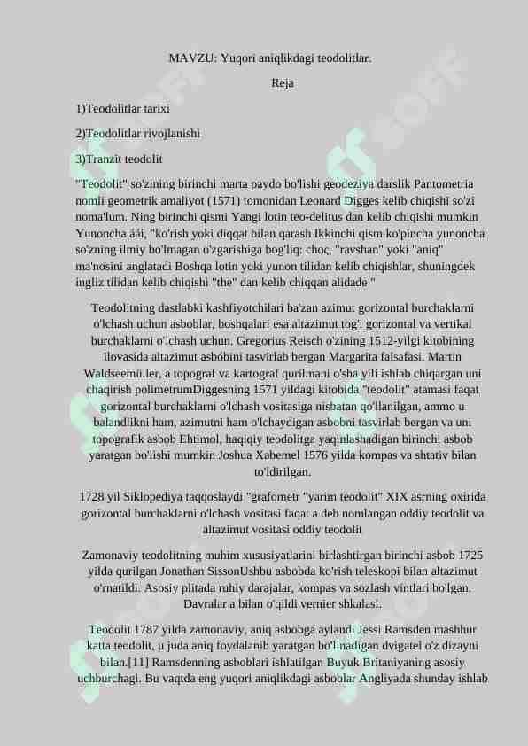 Yuqori aniqlikdagi teodolitlar