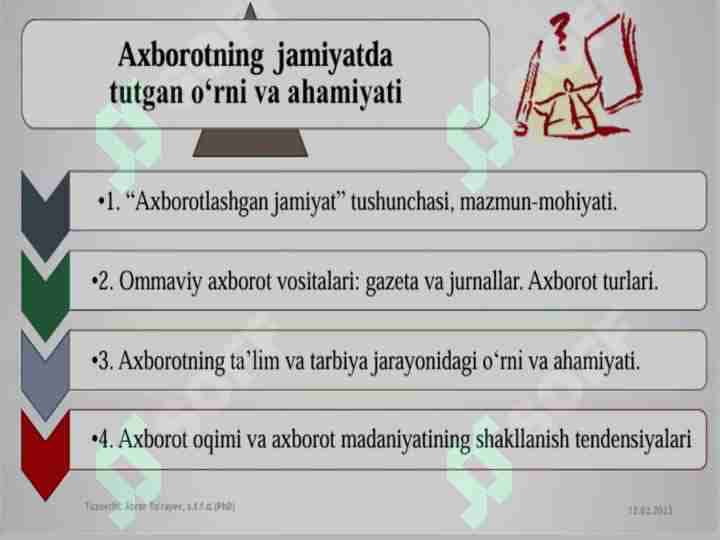 Axborotning jamiyatda tutgan o'rni va ahamiyati