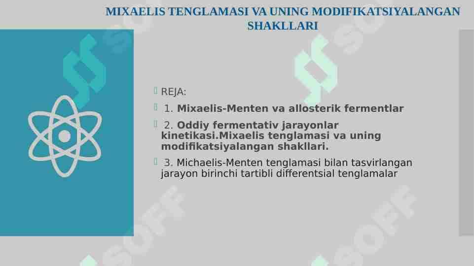 MIXAELIS TENGLAMASI VA UNING MODIFIKATSIYALANGAN SHAKLLARI