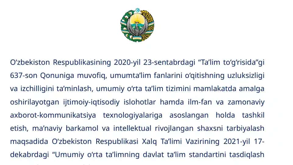Umumiy o'rtata'limning dasturiy sahifalari bilan tanishish