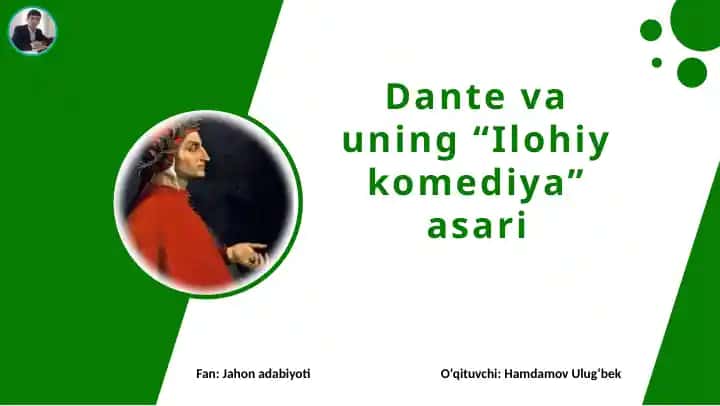 Dante va uning “Ilohiy komediya” asari