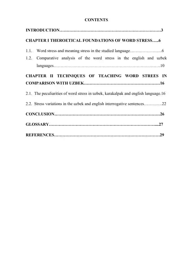 Techniques of teaching word strees in comparison with Uzbek